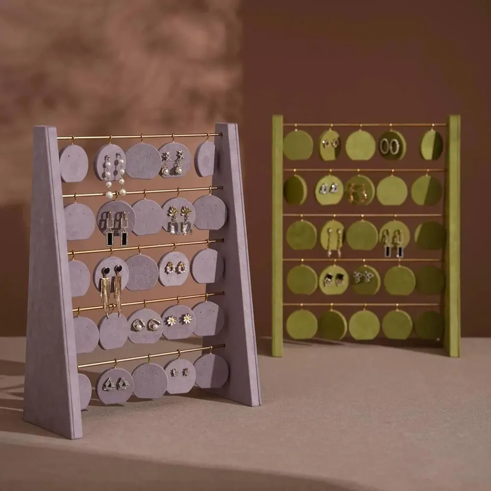 Decorative objects - Vegan Suede and Brass Earring Stand, Wishing Plaque Shape - WHISPERING WOODS