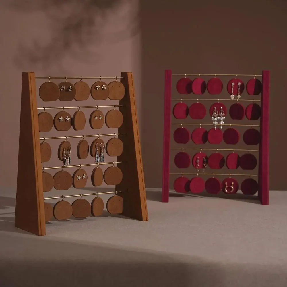 Decorative objects - Vegan Suede and Brass Earring Stand, Wishing Plaque Shape - WHISPERING WOODS
