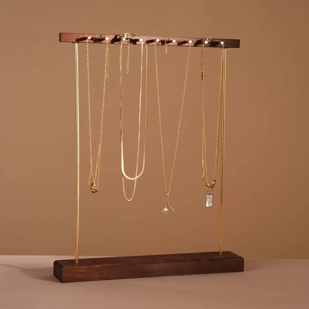 Objets de décoration - Présentoir à bijoux en noyer noir à barres en laiton - WHISPERING WOODS