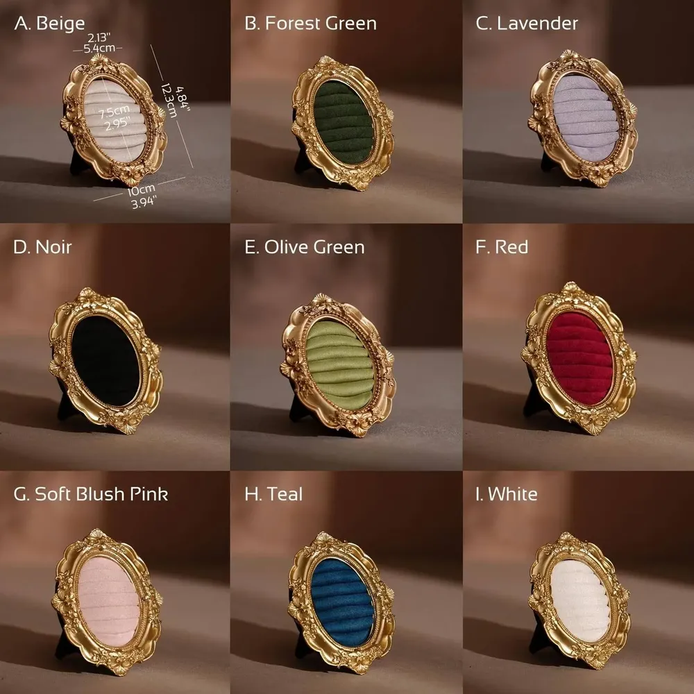 Objets de décoration - Cadre de présentation ovale Rococo en résine dorée pour bagues - WHISPERING WOODS