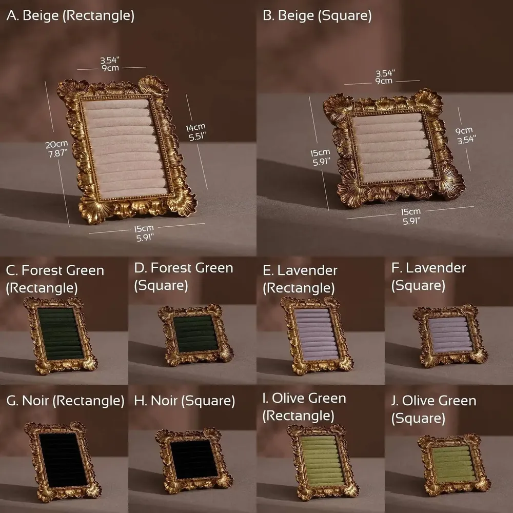 Objets de décoration - Cadre de présentation rococo doré pour bagues et boucles d'oreilles - WHISPERING WOODS