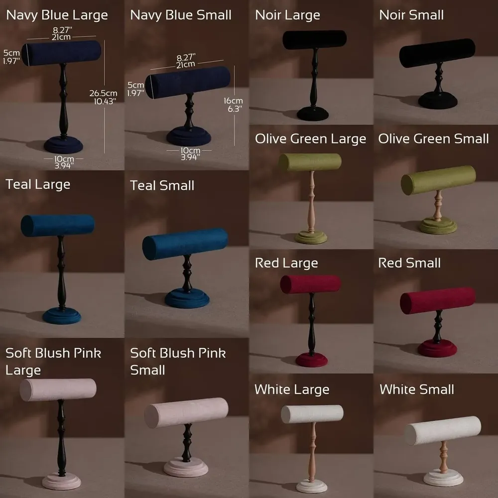 Objets de décoration - Présentoir à barre en T en hêtre et suédine végane - WHISPERING WOODS