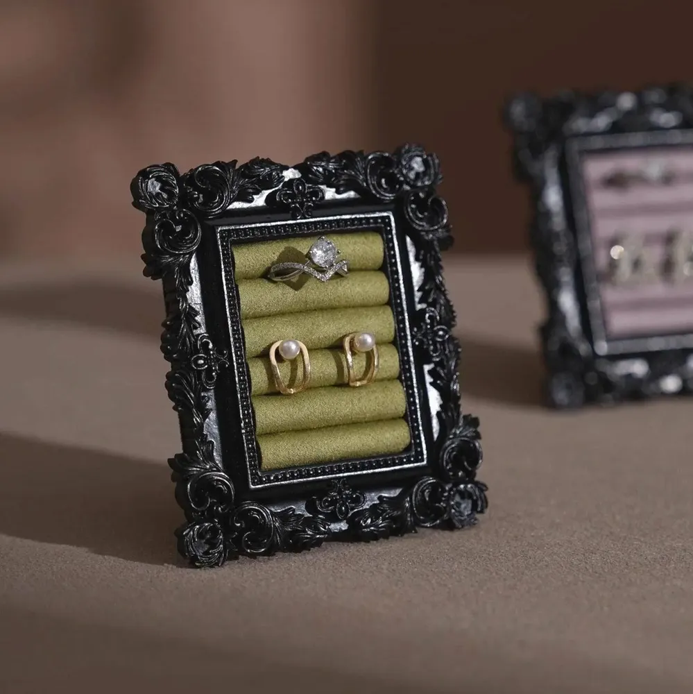 Decorative objects - Baroque Black Resin Frame Ring Holder - WHISPERING WOODS