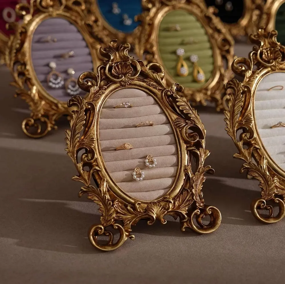 Decorative objects - Vintage Gold Ring and Earring Holder Frame - WHISPERING WOODS