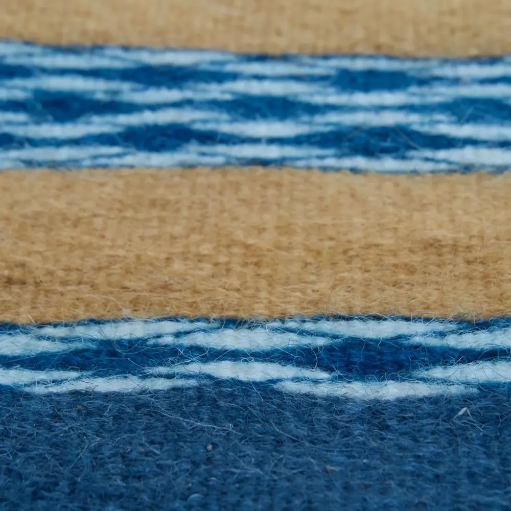 Design carpets - Nido d'Ape Blu Arancio, handwoven wool rug 180 x 250 cm - EUGENIA PINNA