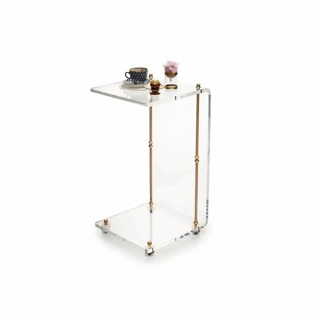 Tables basses - Table d'appoint en C Rima en acrylique, laiton - MEMONZA