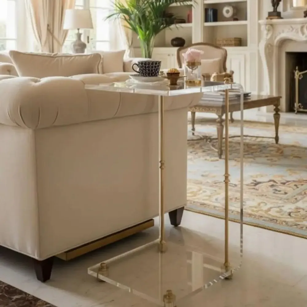 Tables basses - Table d'appoint en C Rima en acrylique, laiton - MEMONZA