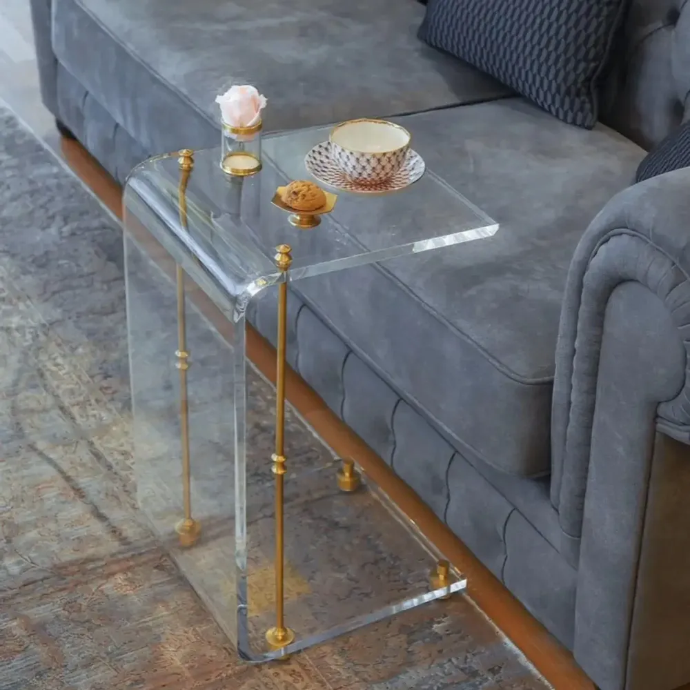 Tables basses - Table d'appoint en C Rima en acrylique, laiton - MEMONZA