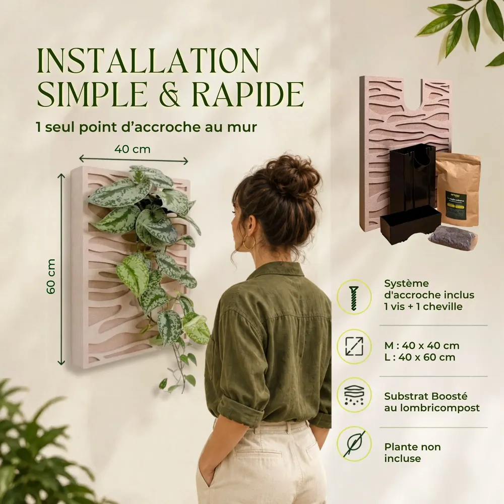 Objets de décoration - Tableau végétal design - plantes vivantes - Sand 60x40 - ARTENA VEGETAL