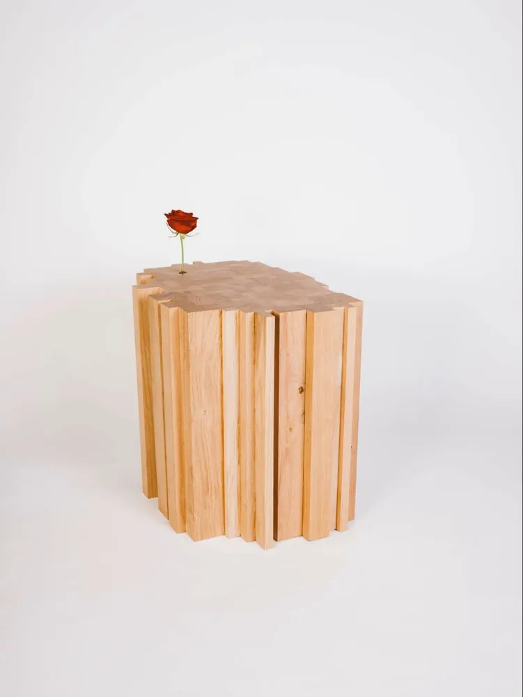 Tables basses - WOODEN MOSAIC SIDE TABLE - NICK VAN NECHEL