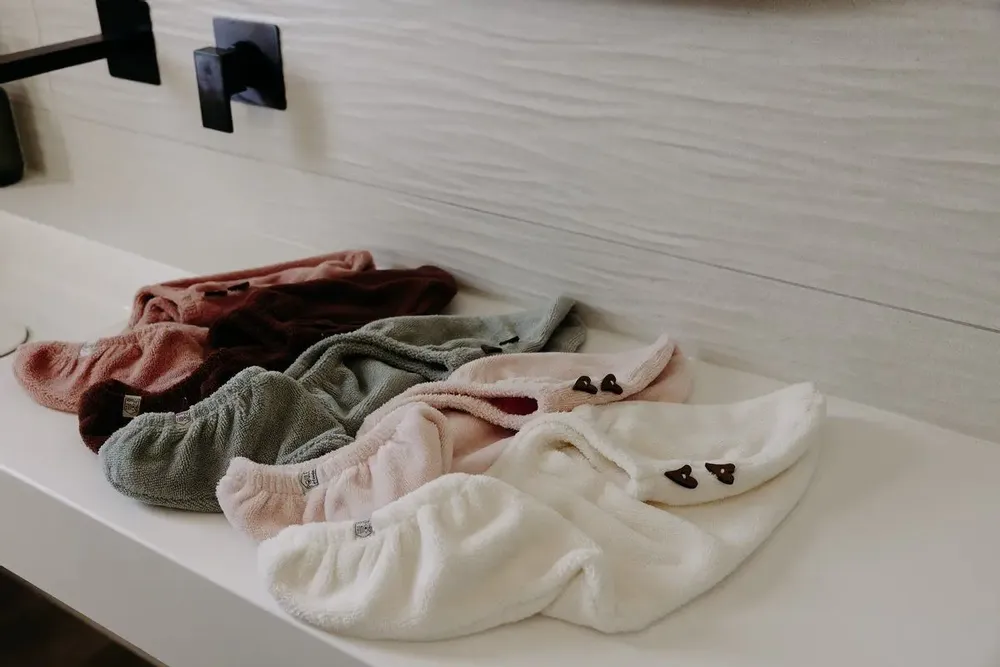 Serviettes de bain - Serviette turban cheveux en eponge bambou - lait - POULE HOUSE