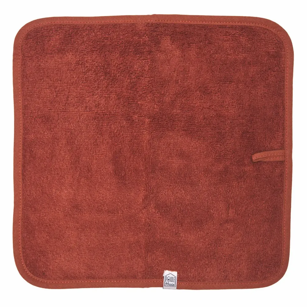 Serviettes de bain - Set 3 serviettes visage 28x28cm eponge bambou - toffee - POULE HOUSE