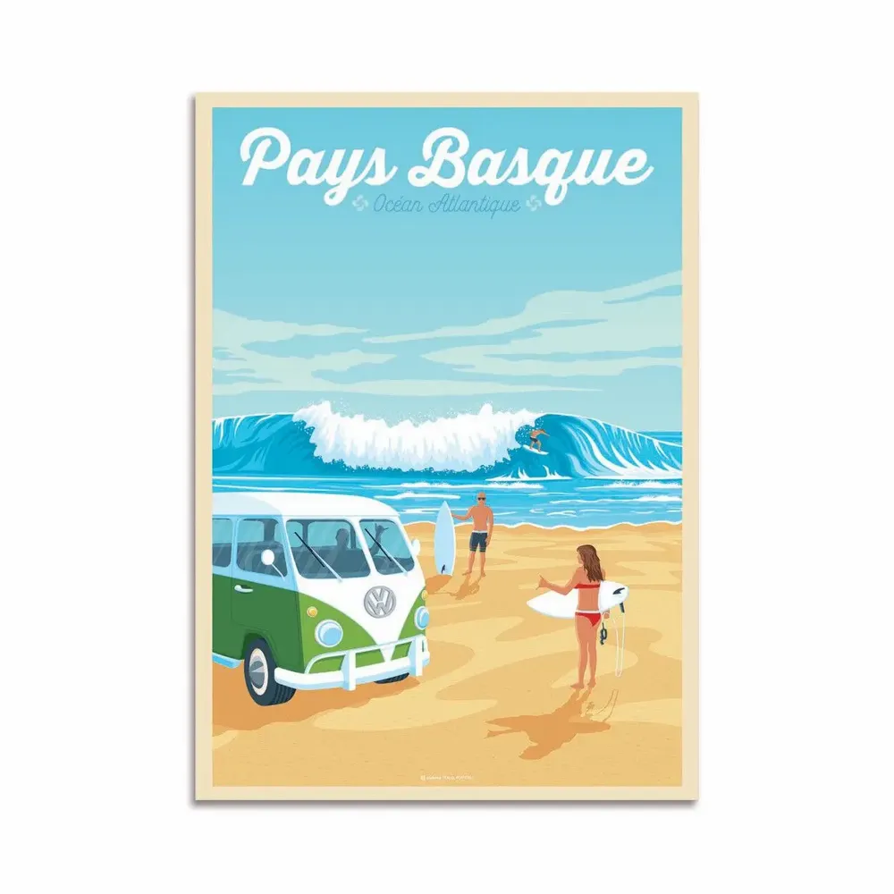 Carterie - Carte d'art - Pays Basque Van Surf - Olahoop Travel Art Cards - WALL EDITIONS