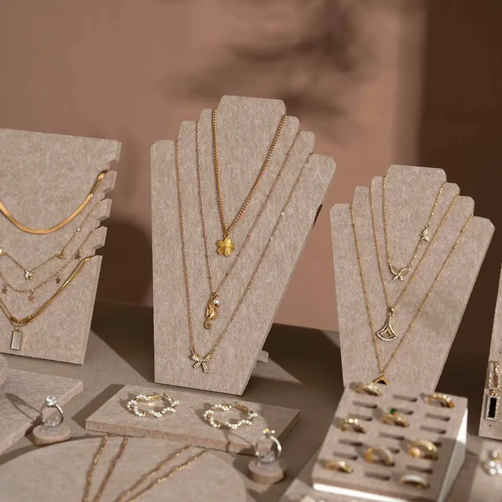 Jewelry - Beige Felt Jewelry Display Set - WHISPERING WOODS
