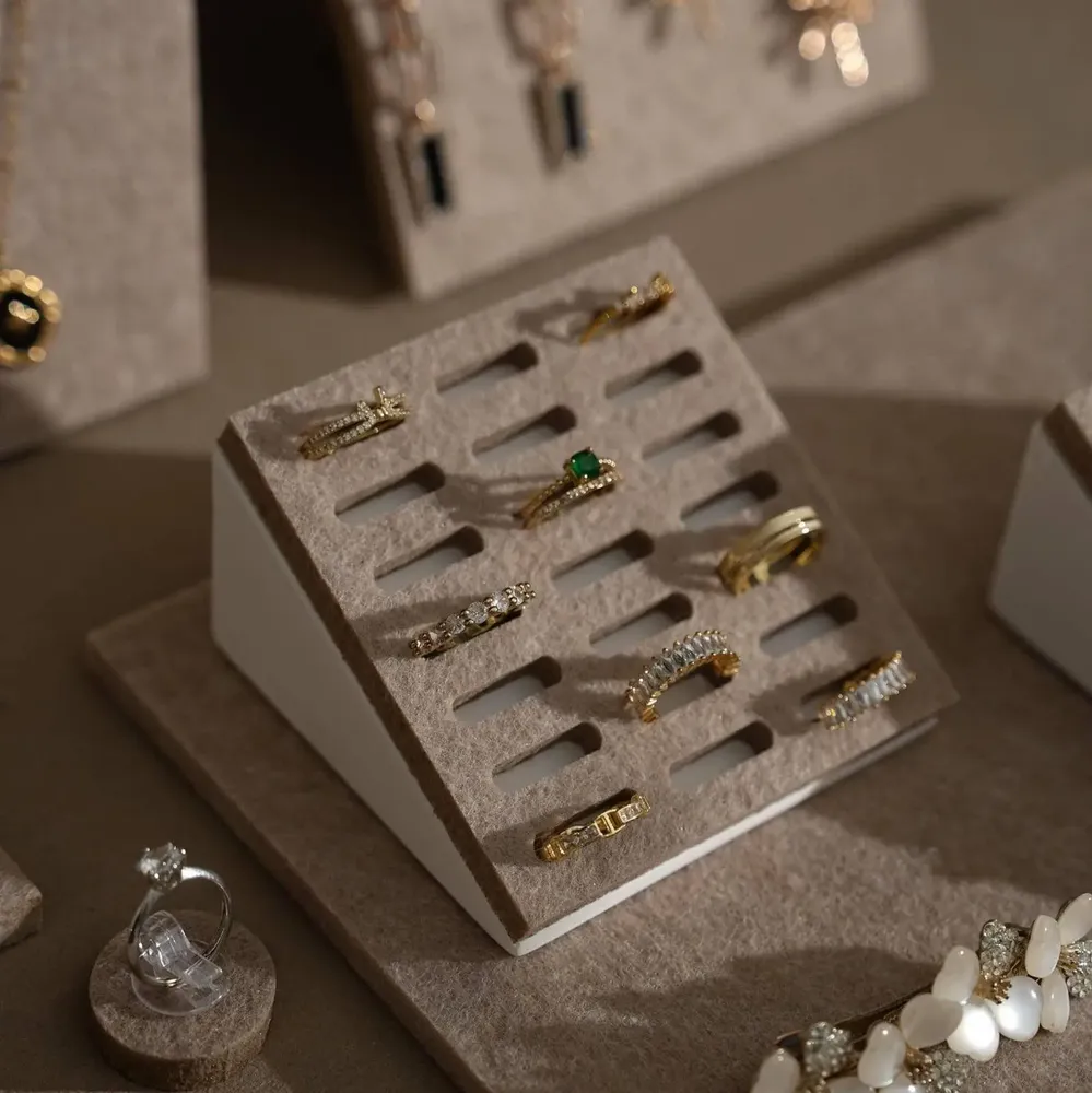 Jewelry - Beige Felt Jewelry Display Set - WHISPERING WOODS
