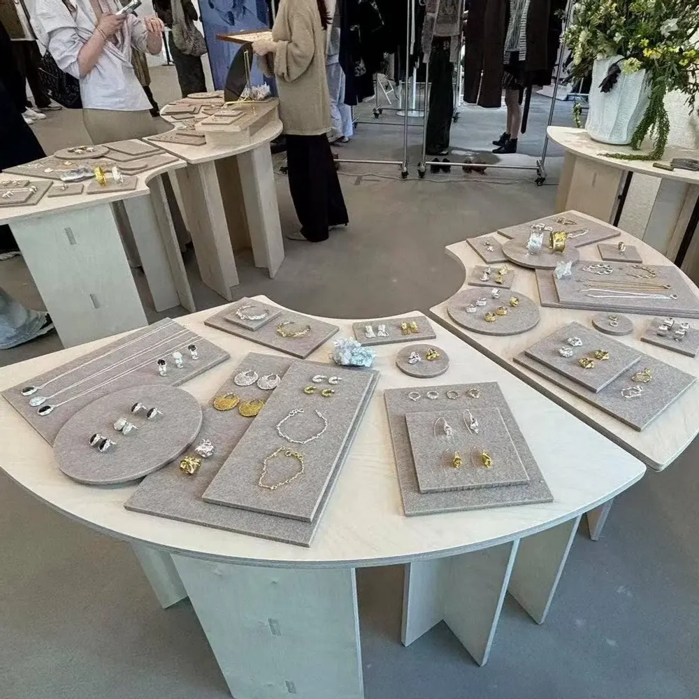 Jewelry - Beige Felt Jewelry Display Set - WHISPERING WOODS