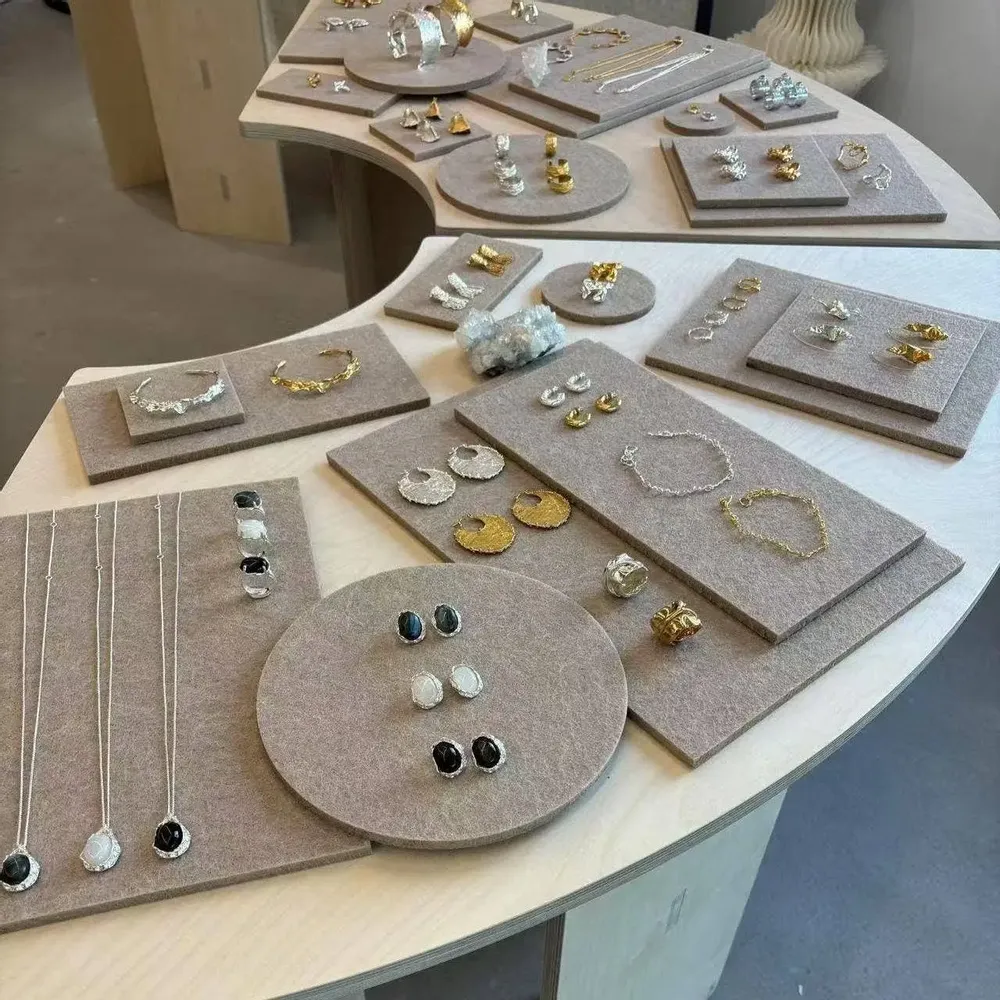 Jewelry - Beige Felt Jewelry Display Set - WHISPERING WOODS