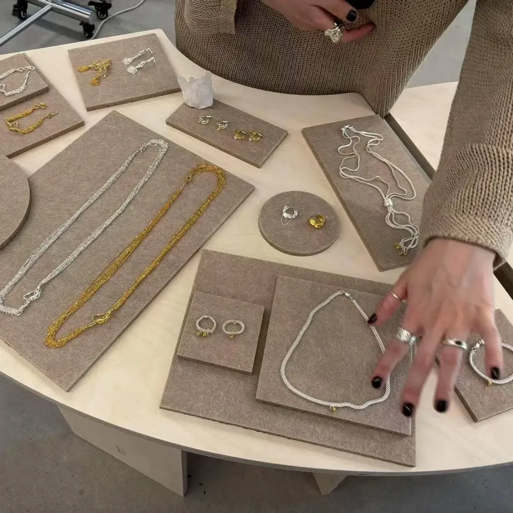 Jewelry - Beige Felt Jewelry Display Set - WHISPERING WOODS