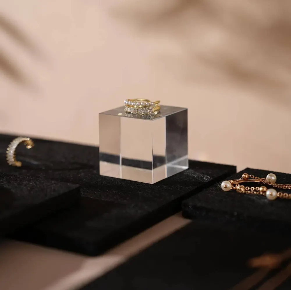 Jewelry - Black Felt Jewelry Display Set with Acrylic Accents - WHISPERING WOODS