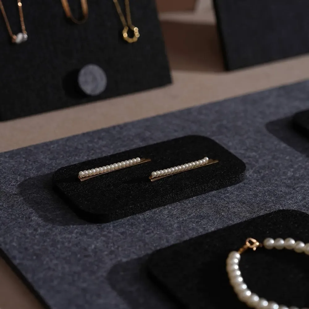 Jewelry - Black and Charcoal Felt Jewelry Display Set - WHISPERING WOODS