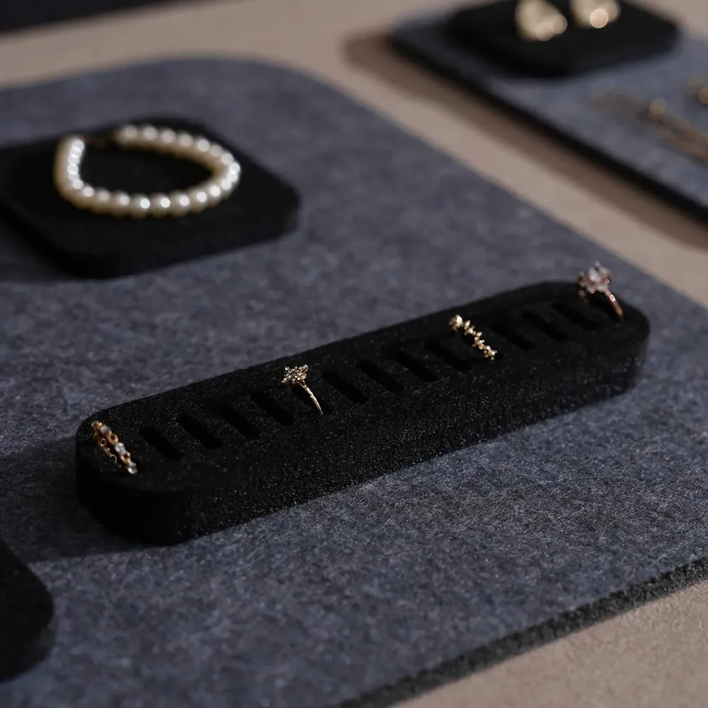 Jewelry - Black and Charcoal Felt Jewelry Display Set - WHISPERING WOODS
