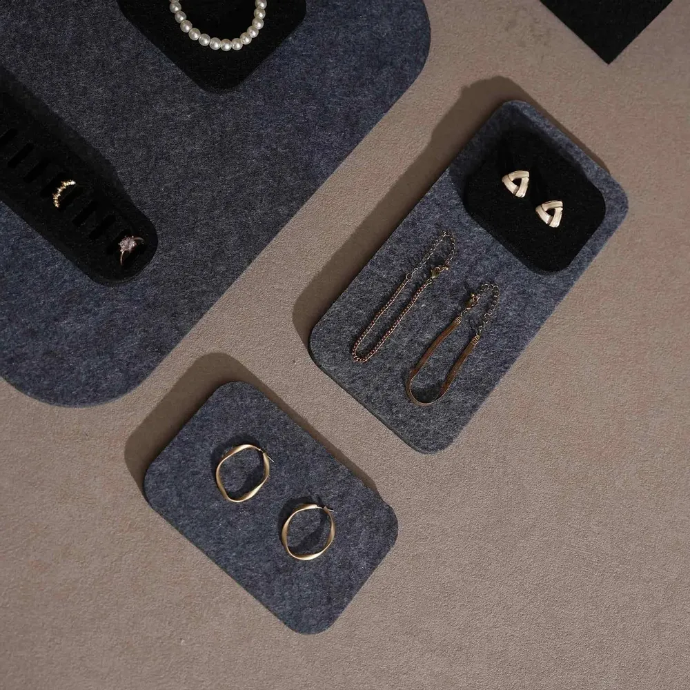 Jewelry - Black and Charcoal Felt Jewelry Display Set - WHISPERING WOODS