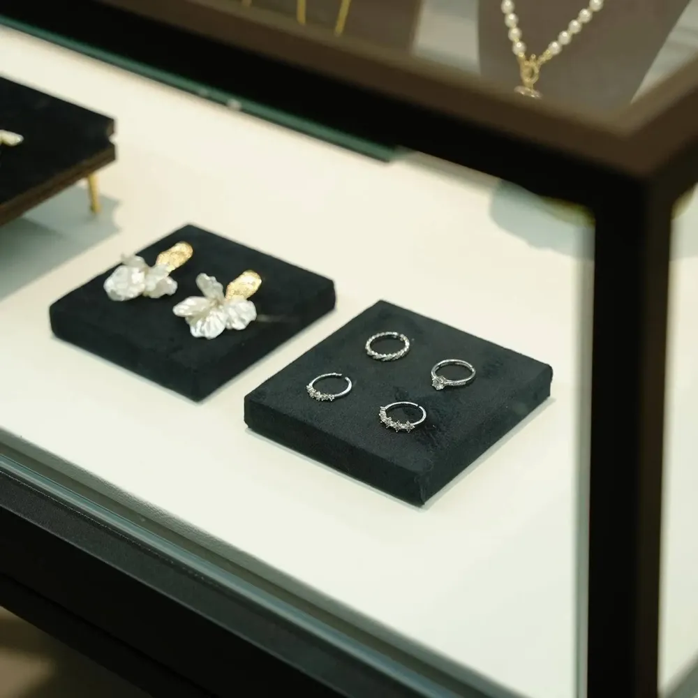 Jewelry - Black Vegan Suede, Wood and Brass Jewelry Display Set - WHISPERING WOODS