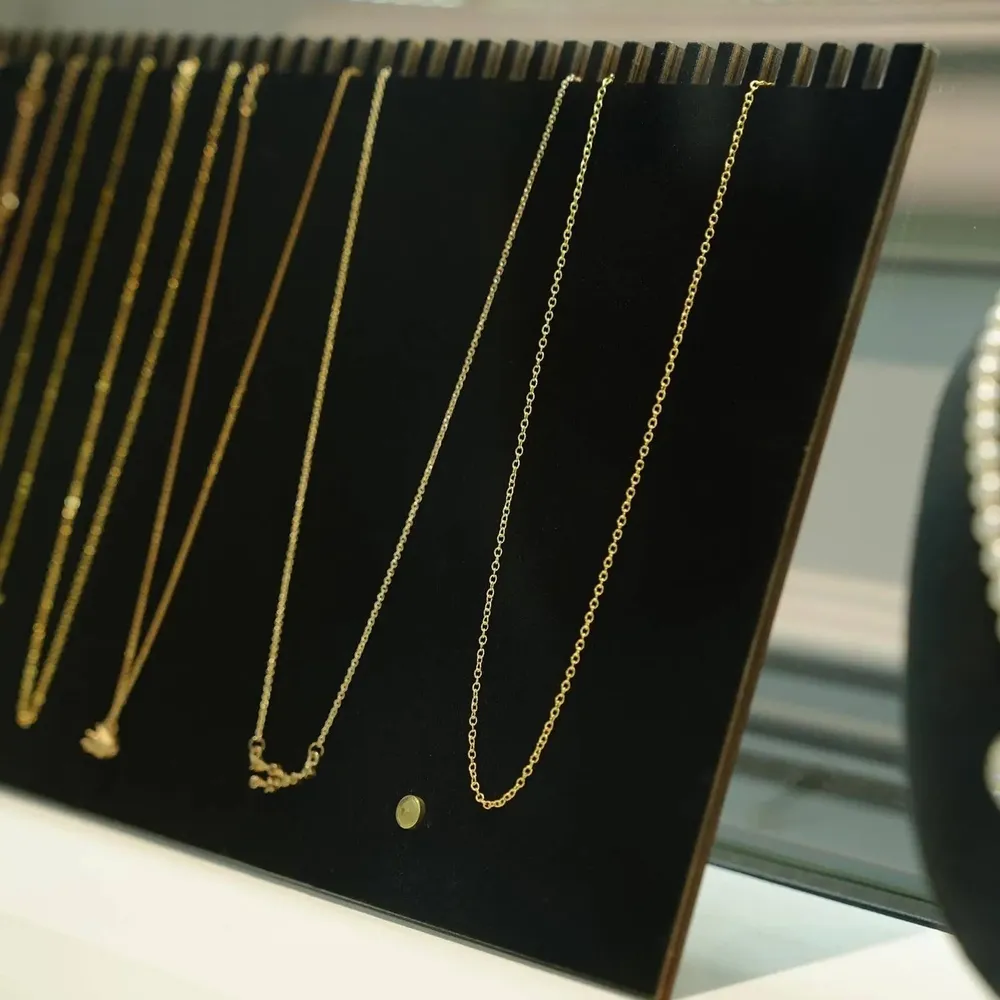 Jewelry - Black Vegan Suede, Wood and Brass Jewelry Display Set - WHISPERING WOODS