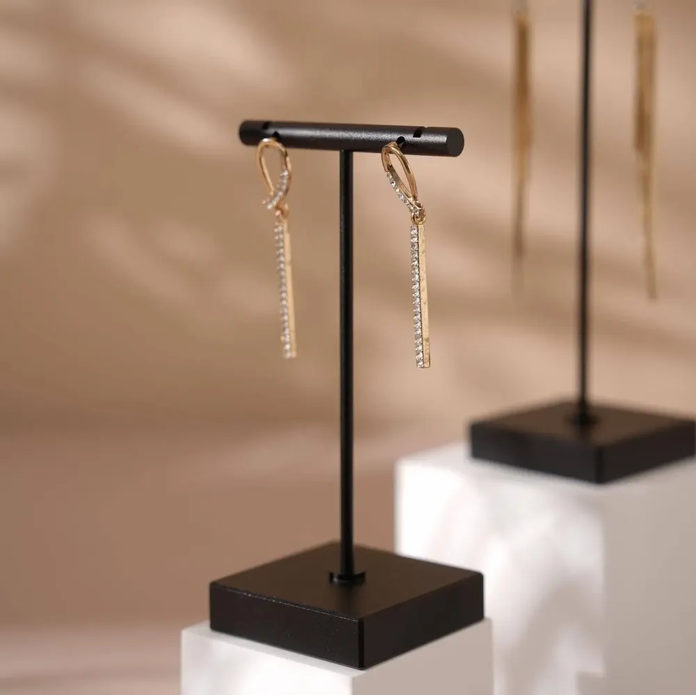 Jewelry - Black T-Bar Earring Holder with Gypsum Base - WHISPERING WOODS