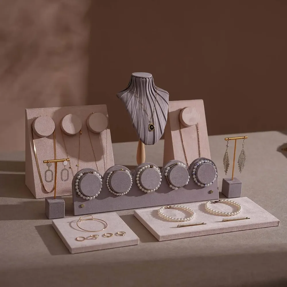 Jewelry - Blush Pink and Lavender Vegan Suede Jewelry Display Set - WHISPERING WOODS