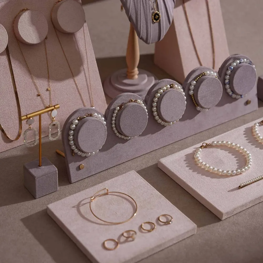 Jewelry - Blush Pink and Lavender Vegan Suede Jewelry Display Set - WHISPERING WOODS