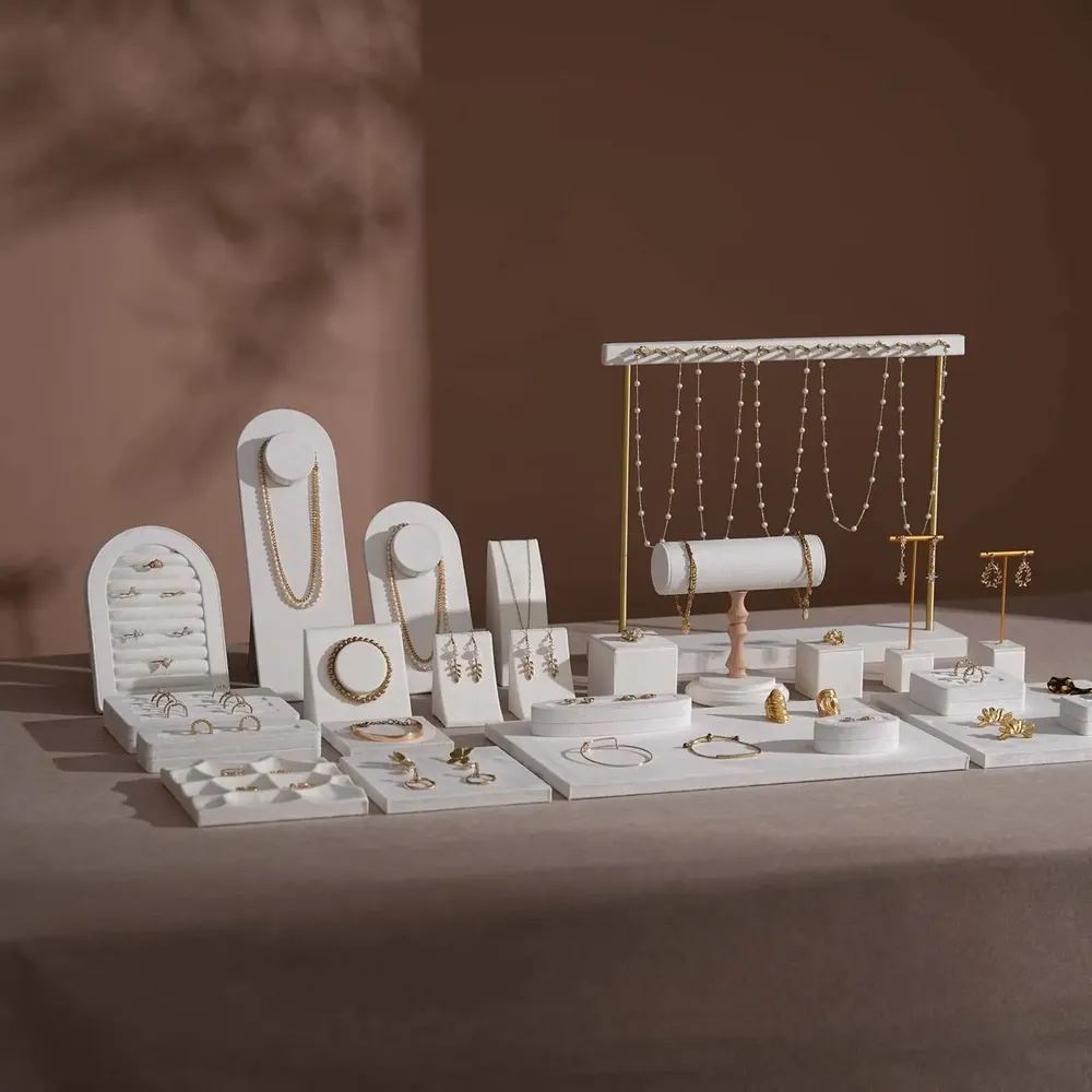 Jewelry - Cream White Layered Counter Jewelry Display Set - WHISPERING WOODS