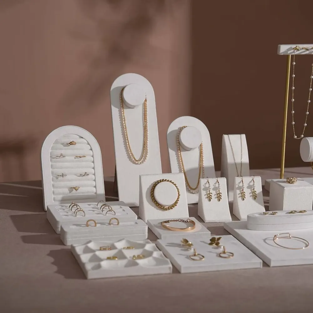 Jewelry - Cream White Layered Counter Jewelry Display Set - WHISPERING WOODS