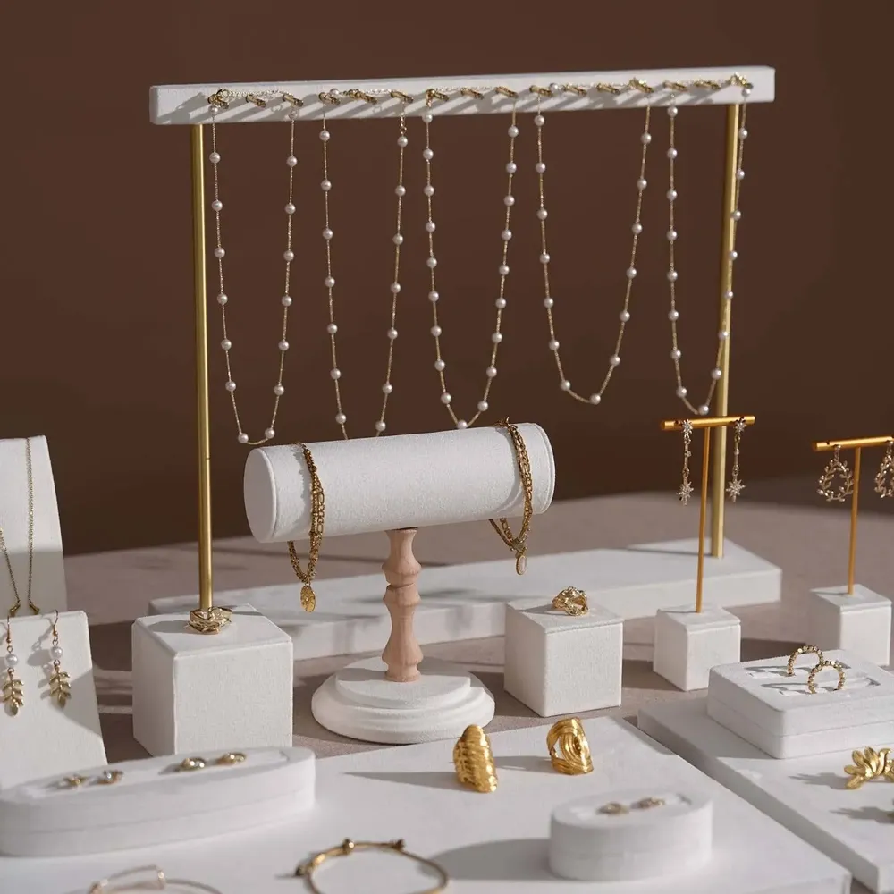 Jewelry - Cream White Layered Counter Jewelry Display Set - WHISPERING WOODS