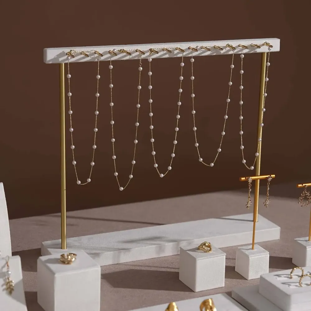 Jewelry - Cream White Layered Counter Jewelry Display Set - WHISPERING WOODS