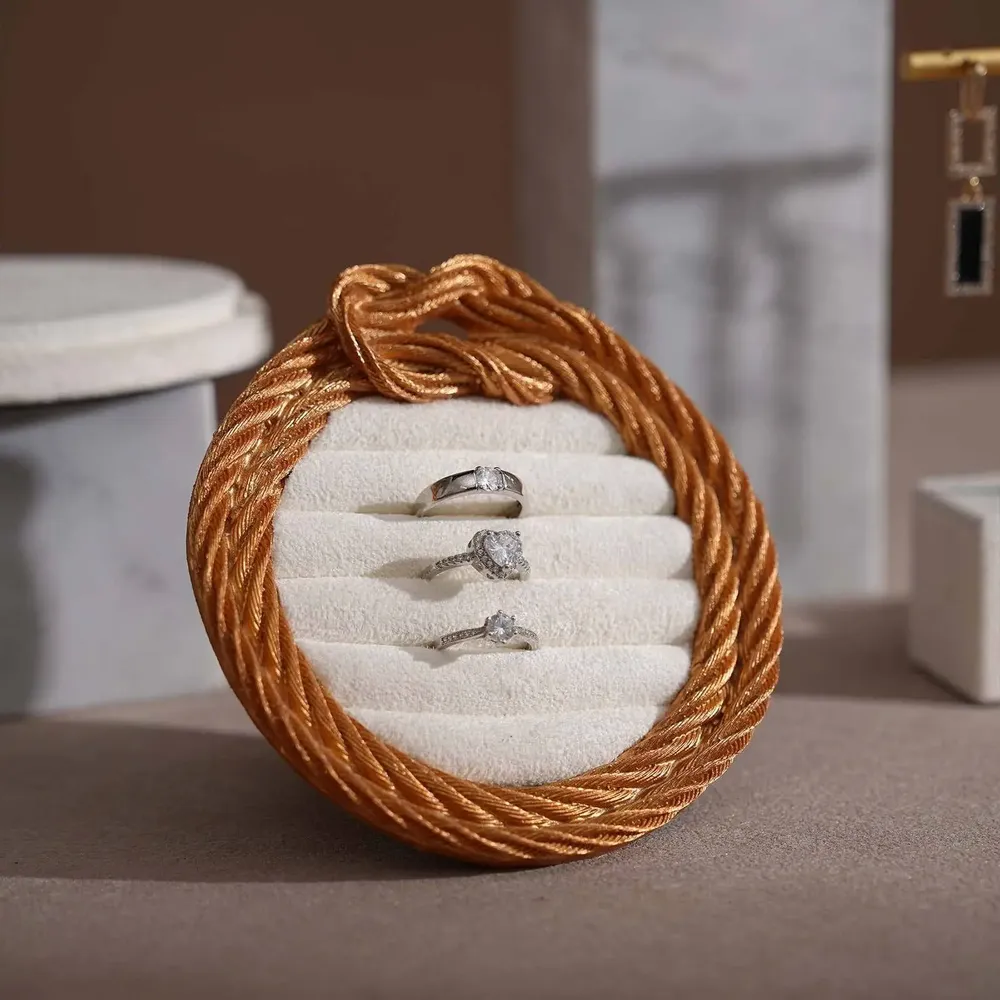 Jewelry - Cream White Vegan Suede and Marble Jewelry Display Set - WHISPERING WOODS