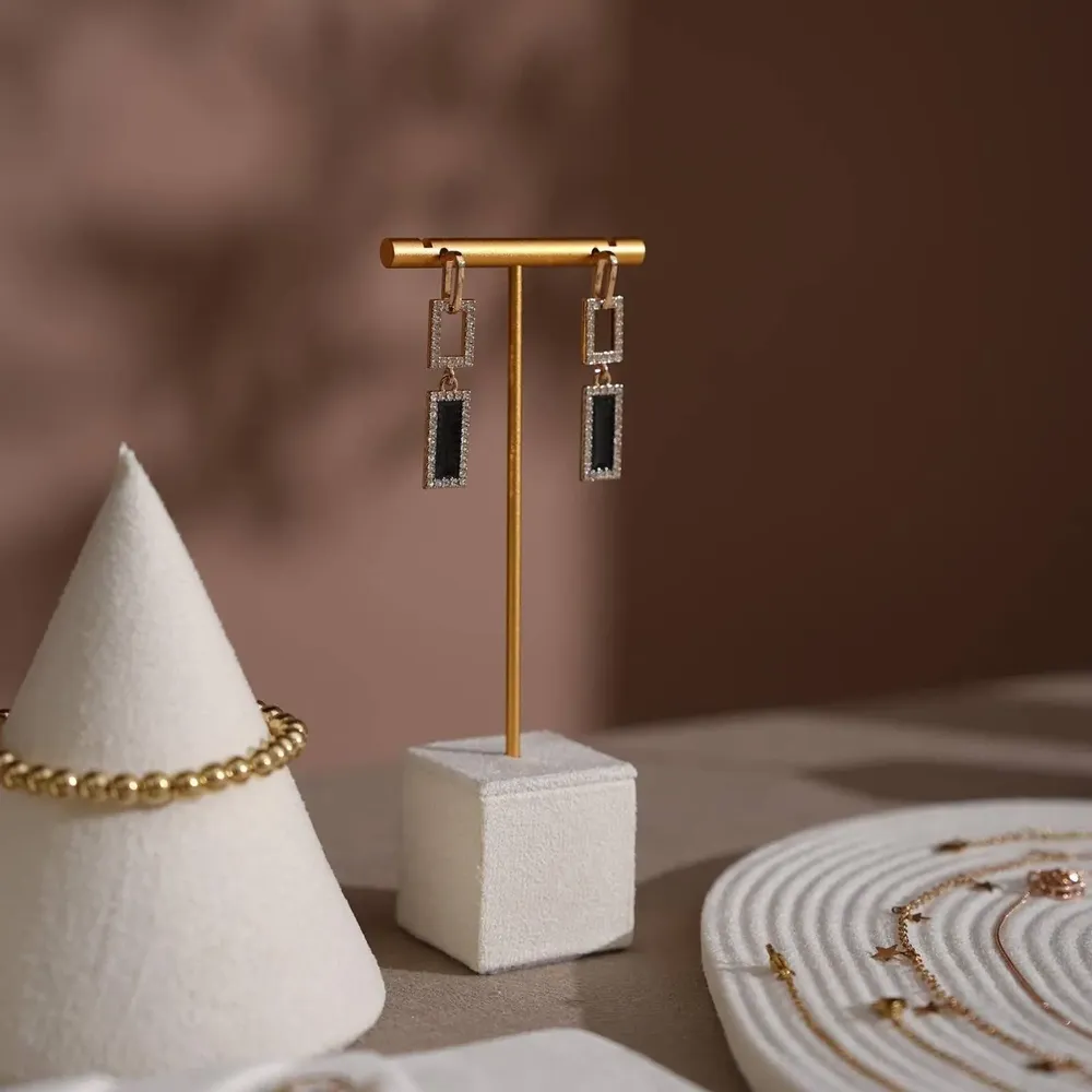 Jewelry - White Vegan Suede Jewelry Display Set with Dishes and Trays - WHISPERING WOODS
