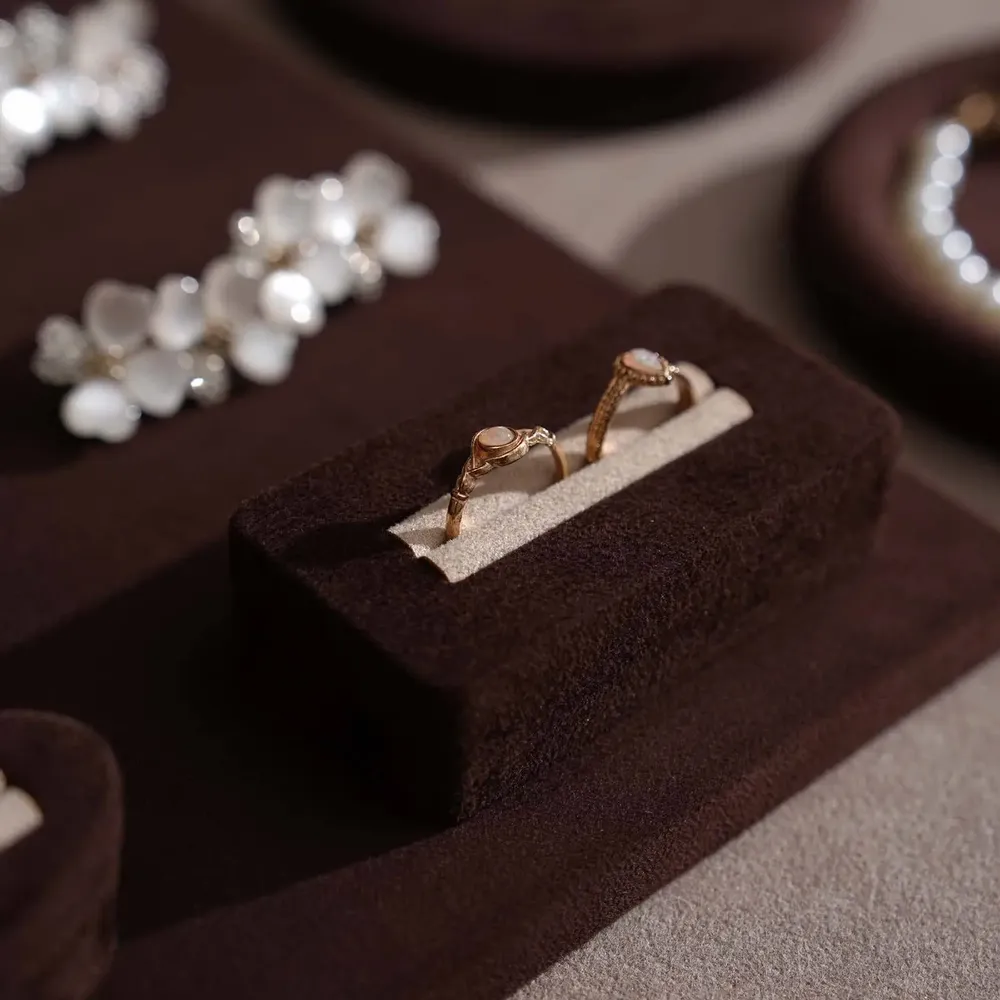 Jewelry - Ensemble Jewelry Display Set in Dark Mocha Vegan Suede - WHISPERING WOODS