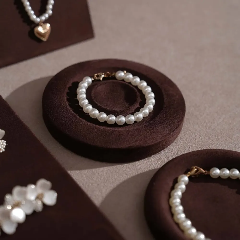 Jewelry - Ensemble Jewelry Display Set in Dark Mocha Vegan Suede - WHISPERING WOODS