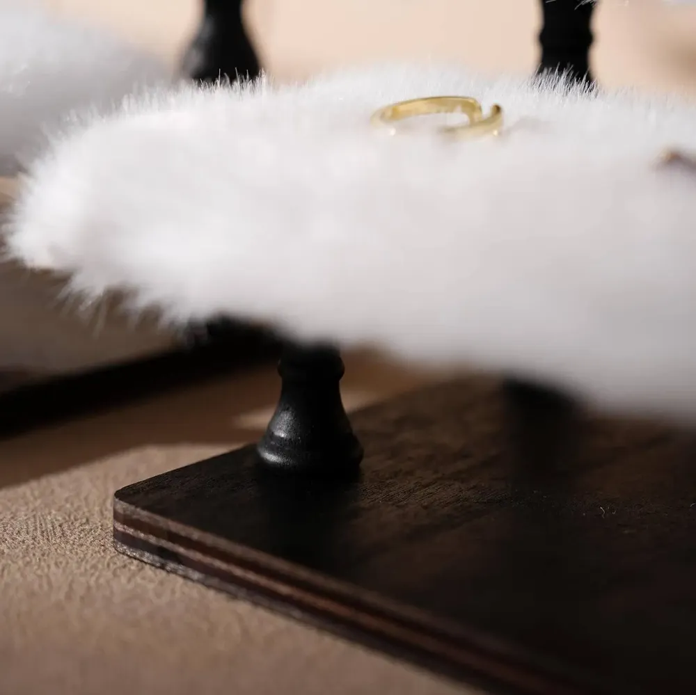 Jewelry - White Faux Fur Jewelry Display Stand Set - WHISPERING WOODS