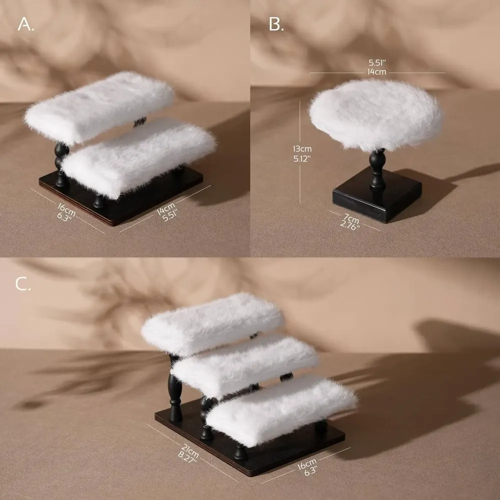 Jewelry - White Faux Fur Jewelry Display Stand Set - WHISPERING WOODS