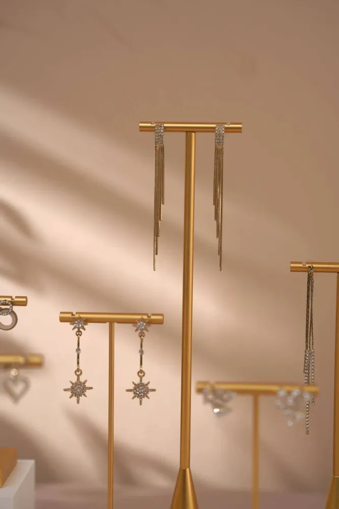 Jewelry - Gold-Tone Earring Stands with Shaped Gypsum Bases - WHISPERING WOODS