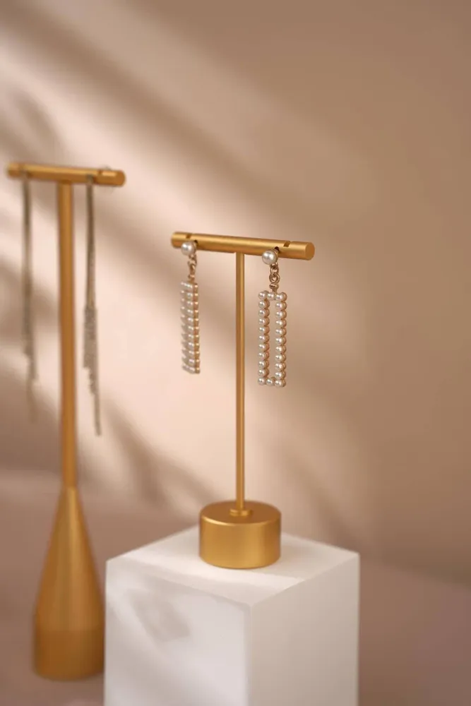 Jewelry - Gold-Tone Earring Stands with Shaped Gypsum Bases - WHISPERING WOODS