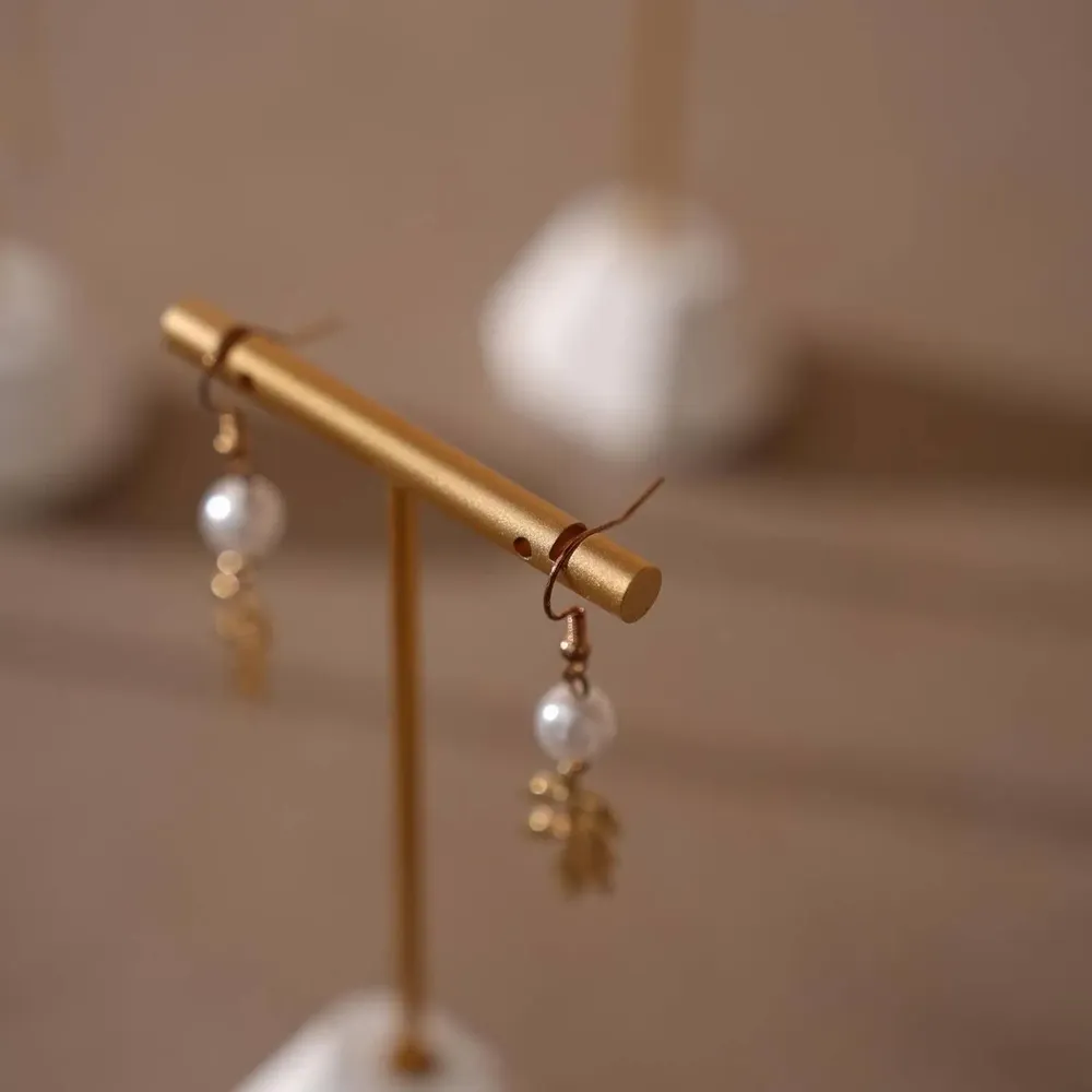Jewelry - Gold T-Bar Earring Holder with Sculptural Gypsum Base - WHISPERING WOODS