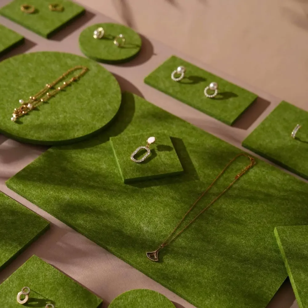 Jewelry - Green Felt Jewelry Display Set - WHISPERING WOODS