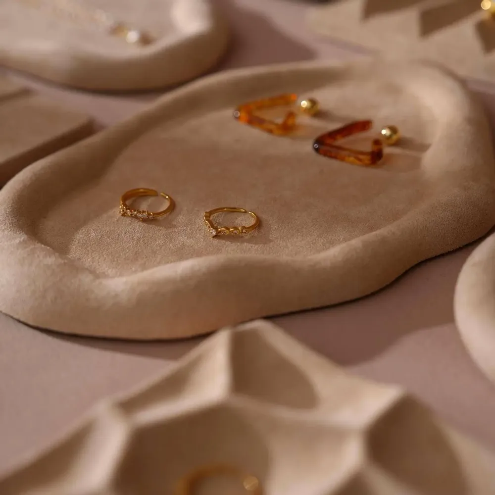 Jewelry - Beige Vegan Suede Jewelry Trays - WHISPERING WOODS