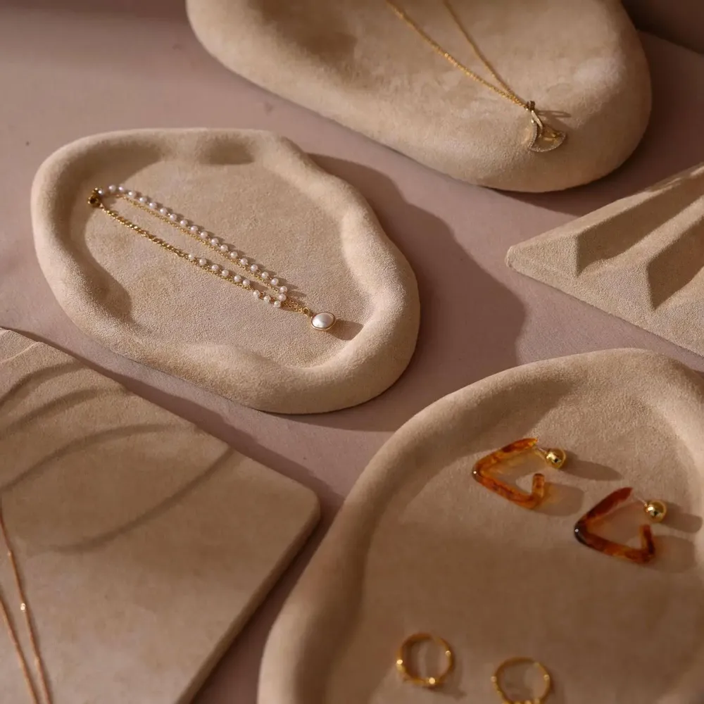 Jewelry - Beige Vegan Suede Jewelry Trays - WHISPERING WOODS