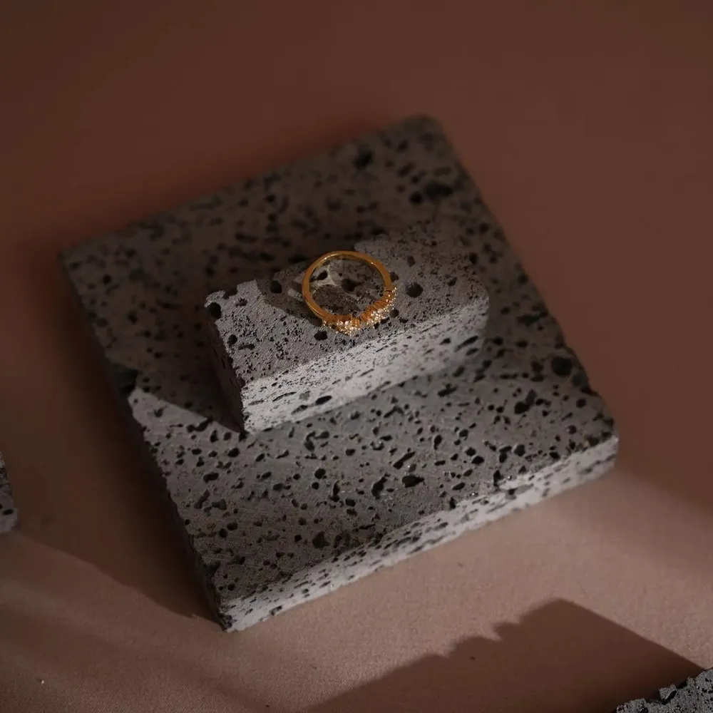 Jewelry - Natural Lava Stone and Brass Jewelry Display Set - WHISPERING WOODS