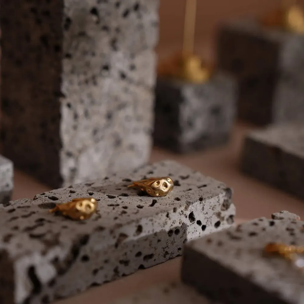 Jewelry - Natural Lava Stone and Brass Jewelry Display Set - WHISPERING WOODS