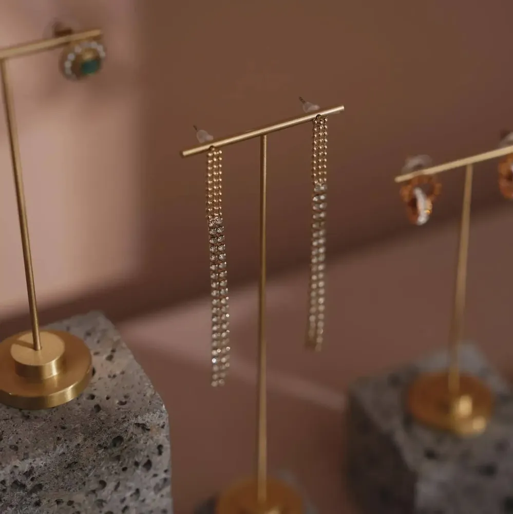 Jewelry - Natural Lava Stone and Brass Jewelry Display Set - WHISPERING WOODS